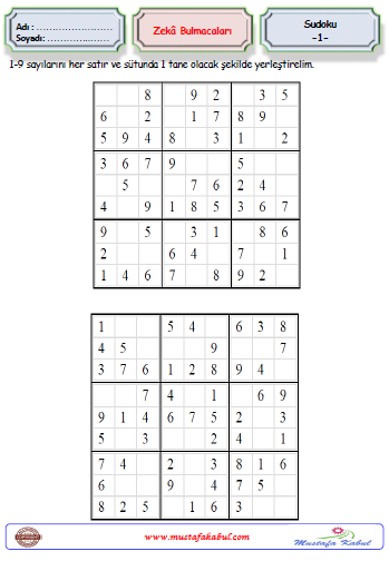  Zeka Bulmacaları Sudoku-1