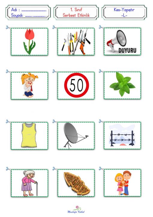  L Harfi Kes Yapıştır