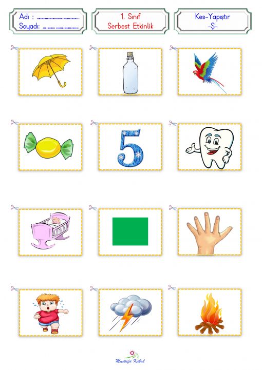  S harfi Kes Yapıştır