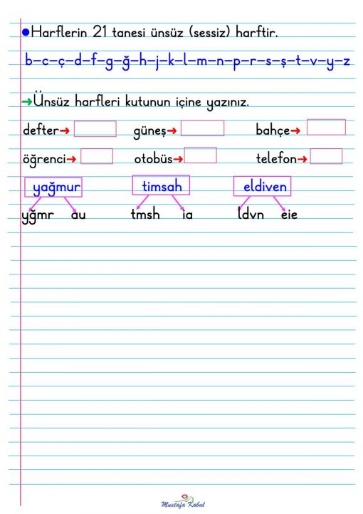  1.Sınıf Alfabe Defter Notu