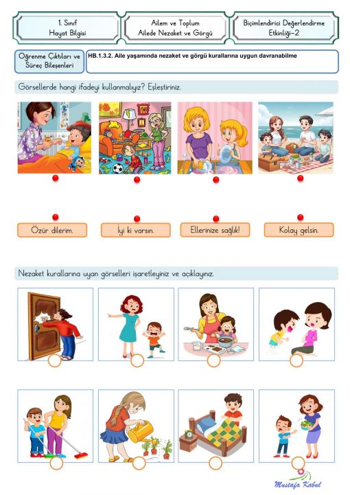   1.Sınıf Ailem ve Toplum Biçimlendirici Süreç Değerlendirme