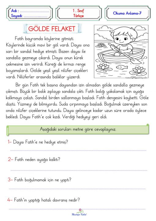   1.Sınıf Okuma Anlama Metinleri