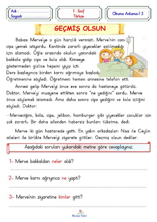   1.Sınıf Okuma Anlama Metinleri