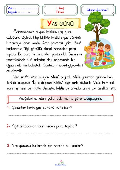   1.Sınıf Okuma Anlama Metinleri