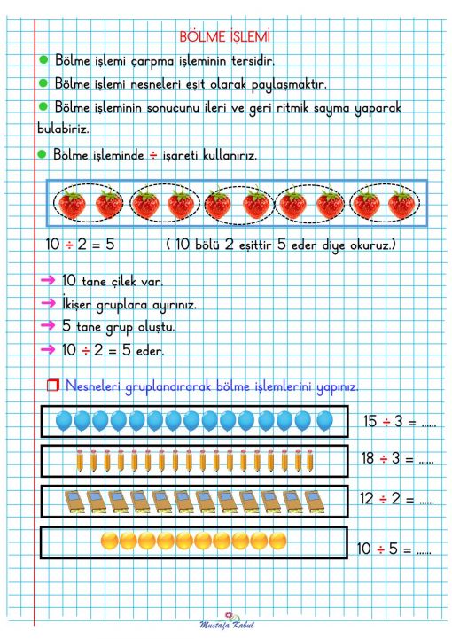  2.Sınıf Bölme İşlemi Defter Notu