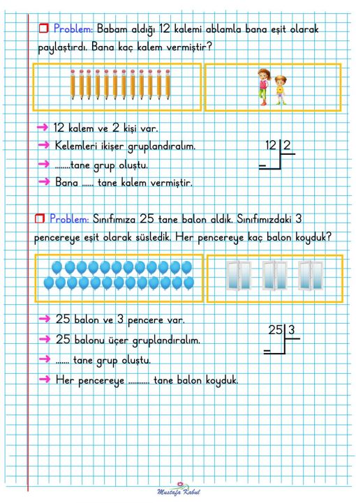 2.Sınıf Bölme İşlemi Problemler Defter Notu 2.Sınıf Bölme İşlemi Problemler Defter Notu