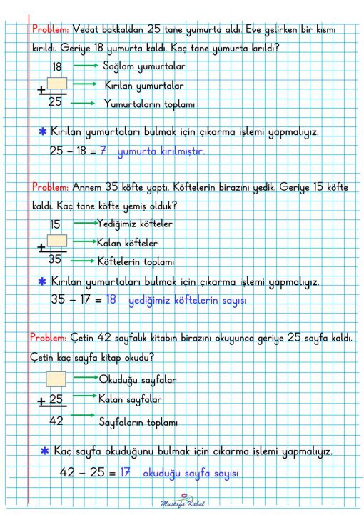  2.Sınıf Toplama İşlemi Verilmeyeni Bulma Defte Notu