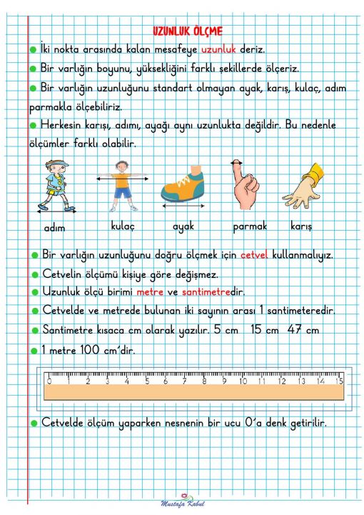  2.Sınıf Uzunluk Defter Notu ve Konu Özeti
