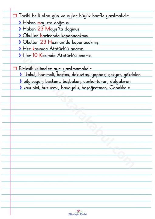 2.Sınıf Yazım Kuralları Defter Notu-1