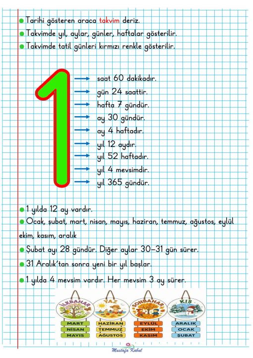 2.Sınıf Zaman Ölçme Defter Notu ve Konu Özeti 2.Sınıf Zaman Ölçme Defter Notu ve Konu Özeti