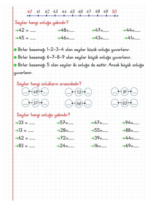   2.Sınıf Sayı Doğrusu Defter Notu