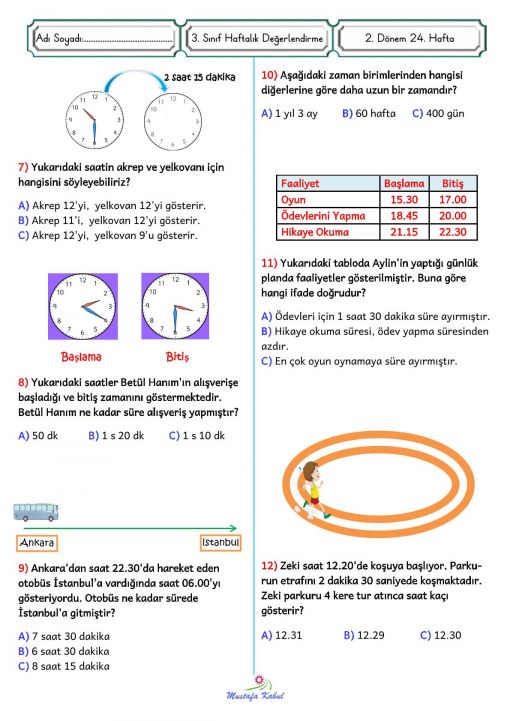  3.Sınınf Zaman Ölçüleri