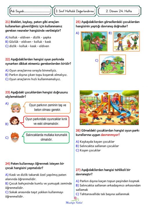  3.Sınıf Güvenli Oyun Alanları