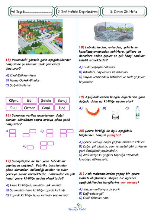 3.Sınıf Fen Bilimleri Yaşadığımız Çevre