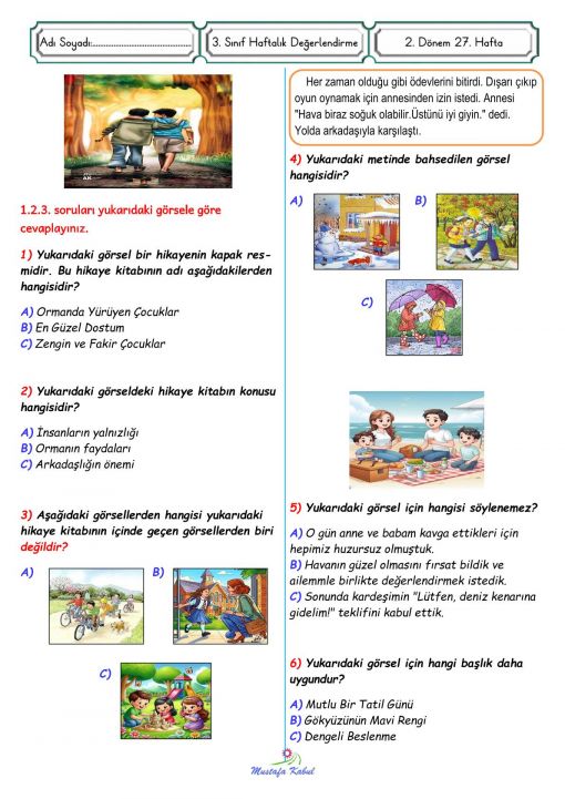 3.Sınıf  Türkçe Görsel Yorumlama
