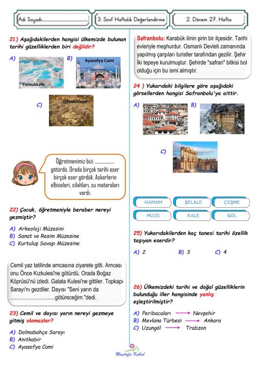  3.Sınıf Tarihi ve Doğal Güzellikler