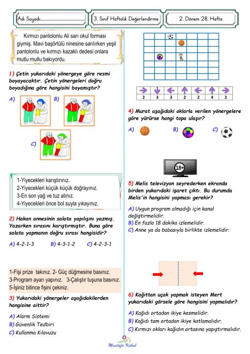  3.Sınıf Türkçe Yönergeler