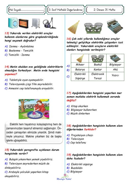  3.Sınıf Elektrikli Araç ve Gereçler