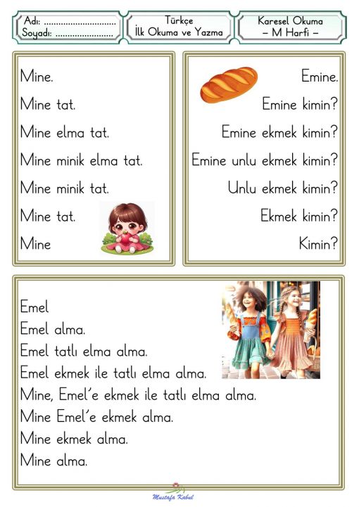  M Harfi Karesel Okuma Metinleri