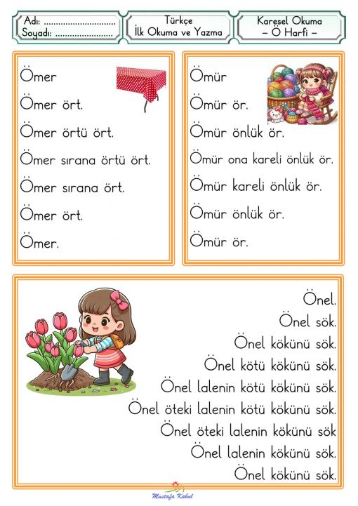  Ö Harfi Karesel Okuma Metinleri