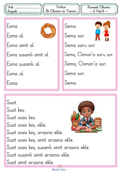  S Harfi Karesel Okuma Metinleri