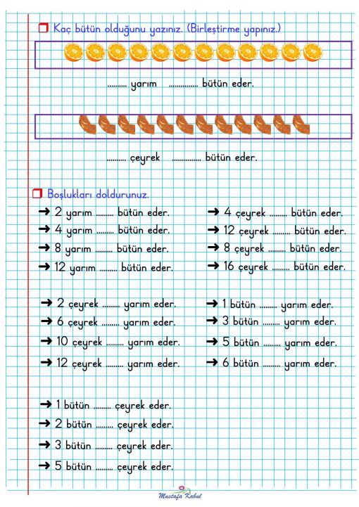  2.Sınıf Kesirler Defter Notu